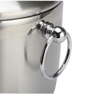 3 Liter Insulated Double Wall Stainless Steel Ice <b>Bucket</b> <b>with</b> <b>Lid</b>, Scoop, Tongs and Strainer - Product Image 5