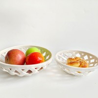 Corbeille à fruits en céramique tressée faite à la main, plateau de rangement amovible, plateau à pain, panier de drainage personnalisé pour salon, style maison américain