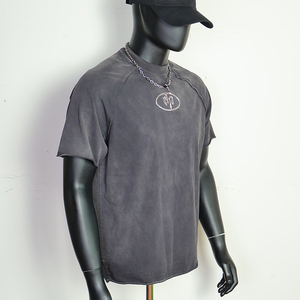 Doger Custom Heavyweight 100% algodón Sun Faded Drop Shoulder camiseta de gran tamaño Streetwear 300 Gsm Vintage hombres ácido lavado camiseta - Product Image 3