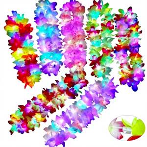 สร้อยคอดอกไม้ประดิษฐ์ฮาวายแบบทรอปิคอล ชุดพวงมาลัยฮาวาย สายรุ้งผ้าประดับ ทนทาน เหมาะสำหรับเทศกาลดีวาลีและรอมฎอน ขายส่ง - Product Image 5