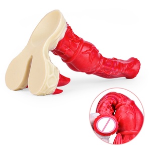 NNSX Fantasy Horse Penis With Large Spike Testicle Silicone Colorful <b>Dildo</b> With Sucker Sex Toys for Women - Product Image 1