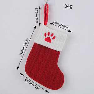 Chaussettes de Noël à rayures rouges classiques Chaussettes de Noël tricotées Décoration de pendentif de Noël festif - Product Image 5