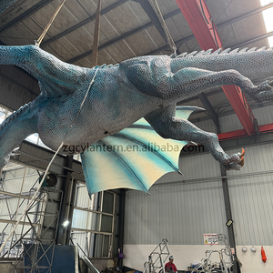 Rồng phương Tây chuyển động màu xanh thực tế với cánh vỗ-trang trí thu hút công viên chủ đề giả tưởng - Product Image 4