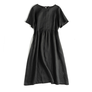 Newtom Abito Casual da Donna 100% <span class=keywords><strong>Lino</strong></span> con Spalline Annodate, Vestito Estivo in <span class=keywords><strong>Lino</strong></span> Naturale a Tinta Unita - Product Image 4