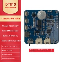 Módulo de Voz DT810 con Chip, Sensor Infrarrojo de Cuerpo Humano, Detección Infrarroja Inalámbrica, Descarga USB, Memoria Integrada de 4M, Voz y Movimiento