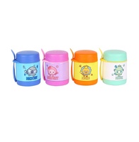 Lonchera Térmica Redonda de Acero Inoxidable de 350 ml para el Regreso a Clases, Diseño Flexible y Ecológico, Incluye Cuchara y Tenedor