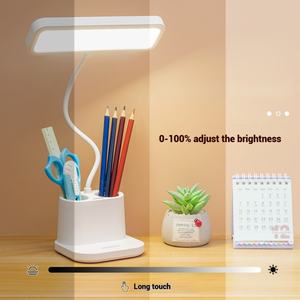 Lámpara de Escritorio LED Flexible con Soporte para Bolígrafos de Doble Orificio, Base Multifuncional, Conexión USB, Lámpara de Mesa para Estudio - Product Image 4