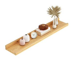 Solid Wood Wall <b>Shelf</b> Single Tier Rectangle Durable Living Room Storage Display <b>Rack</b> Customizable Size - Product Image 4