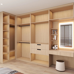 Spanish China Factory Modern New Design Plywood Durable Wood <strong>Tall</strong> <strong>Narrow</strong> L Shaped Open <strong>Wardrobes</strong> for Hotel - Product Image 1