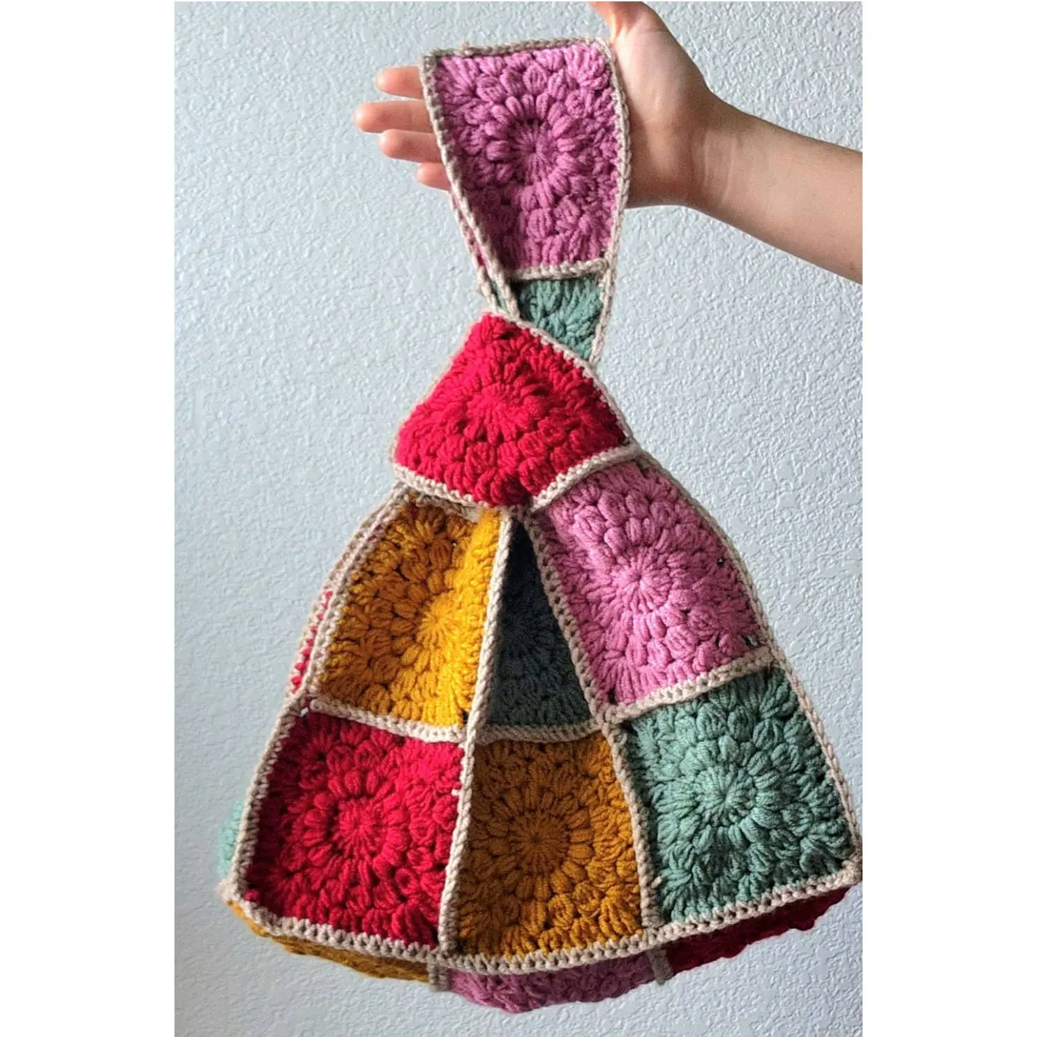 Tùy chỉnh vá nút túi Crochet đan Nhật Bản Crochet PURSE Knot Wristlet Tote handmade Knot túi cổ tay