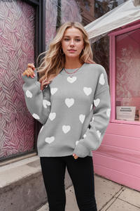 Wholesale <strong>Valentine</strong> Day Love Heart Fancy Pullover Women's Graphic Knit Sweater Loose Sweater <strong>Jumper</strong> for Ladies - Product Image 4