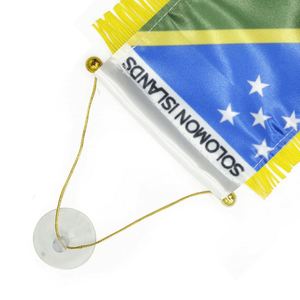 Bandera Personalizada de las Islas Salomón, Bandera de Satén para Coche, Mini Bandera con Borlas Amarillas - Product Image 3