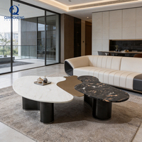 OEM ODM Table basse en marbre naturel haut de gamme pour salon Ensemble table centrale à dessus irrégulier en acier inoxydable pour mobilier d'hôtel