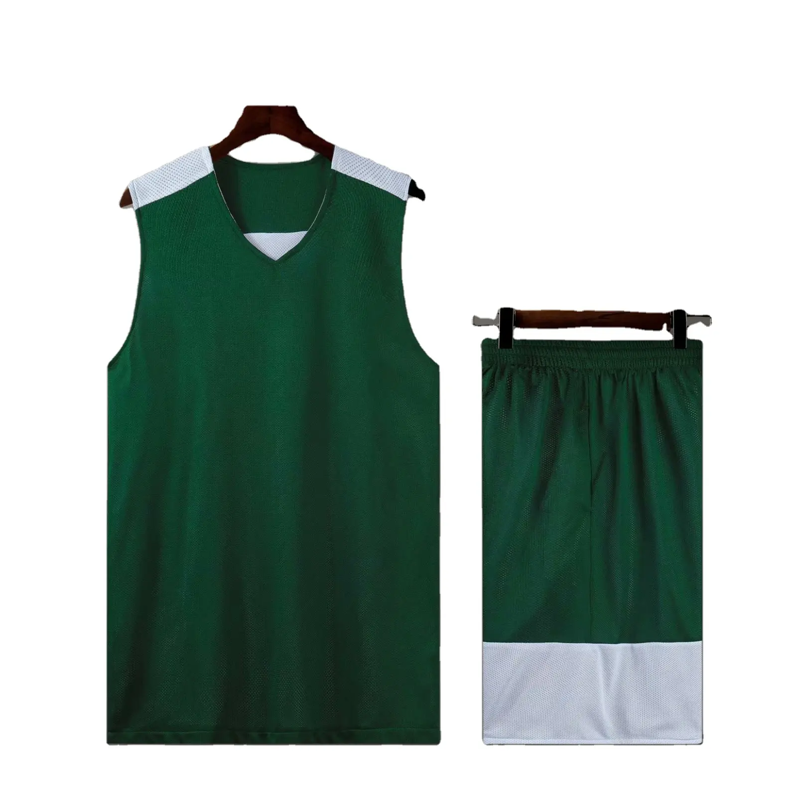 Uniformi in poliestere di alta qualità ad asciugatura rapida giovani in bianco con logo che aggiunge uniformi da basket reversibili personalizzabili