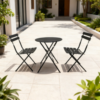 Ensemble bistrot moderne en acier avec chaise et table pour usage extérieur en cour