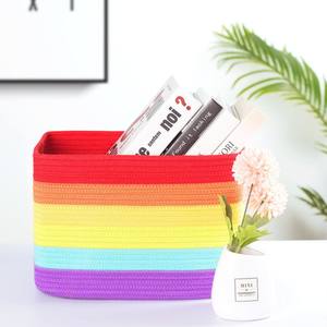 <span class=keywords><strong>Panier</strong></span> en corde de coton écologique tissé à la main, cubes de rangement rectangulaires modernes portables, organisateur de meubles pliable - Product Image 3