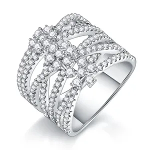 Jiufactory fabrika moissanite elmas yüzük kadınlar için 925 ayar gümüş Moissanite nişan yüzüğü