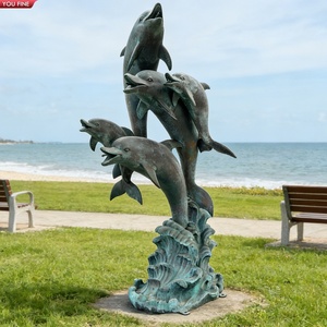 YOUFINE - Estatua de Delfín de Bronce Fundido de Gran Tamaño, Escultura de Delfín Saltando sobre una Ola, para Decoración de Parques y Resorts junto a la Playa - Product Image 4
