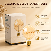 Vente flash - Ampoule à filament LED G125 LOVE HOME avec logo personnalisé, E26 E27 2W 4W, globe lumineux décoratif pour Noël, cadeau de fête, OEM