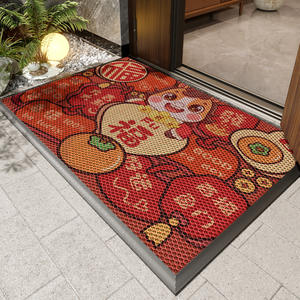 Felpudo Elástico Rectangular de Poliéster con Diseño Tradicional Chino Rojo para el Año Nuevo, Atrae la Buena Fortuna Inmediatamente - Product Image 2