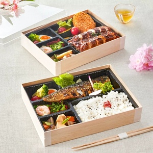 Kotak Sushi Kayu Sekali Pakai Biodegradable, Wadah Makan Siang Bento, Nampan Kue Kering, Wadah Makanan dengan Tutup Transparan - Product Image 5