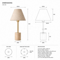 Lampe de table à tige fine en travertin, base cylindrique en pierre naturelle, abat-jour en tissu, haute, pour chambre à coucher, hôtel, décoration, E27