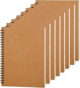 Cuadernos Espirales A5, Juego de 8, Tapa Blanda Marrón, Cuaderno Sin Líneas para Escribir, Dibujar y Hacer Bocetos, Diario en Blanco - Product Image 1