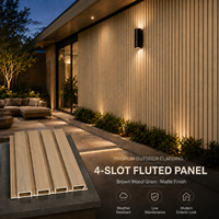 MORLENX Panneau mural extérieur moderne en bois de chêne clair imperméable à 4 rainures, écran décoratif pour clôture de patio extérieur et villa
