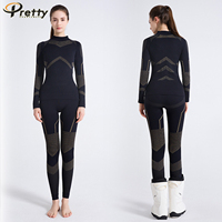Ensemble de ski 2 pièces pour femme, ensemble thermique basique, vêtements de sport de ski respirants, combinaison chaude ajustée, vêtements de sport pour femme, combinaison de ski