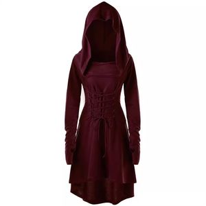 Halloween Gotische Renaissance Middeleeuwse Jurk Party Cosplay Prinses Victoriaanse <span class=keywords><strong>TV</strong></span> Film Lange Mouwen Capuchon Mantel Polyester Dames - Product Image 6
