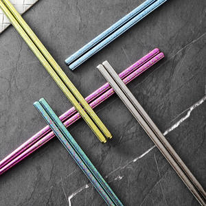 Pure Titanium <b>Chopsticks</b> <b>Set</b> 5 Pairs Colorful Gift Box Packaging Heat Resistant Antibacterial Round Tip For Home And Business - Product Image 4
