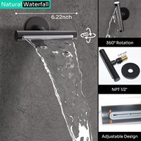 Ensemble de robinetterie de douche vintage Homekicen à 1 poignée, avec bec de baignoire cascade de plafond de 9 pouces, en acier inoxydable et laiton, finition noir mat