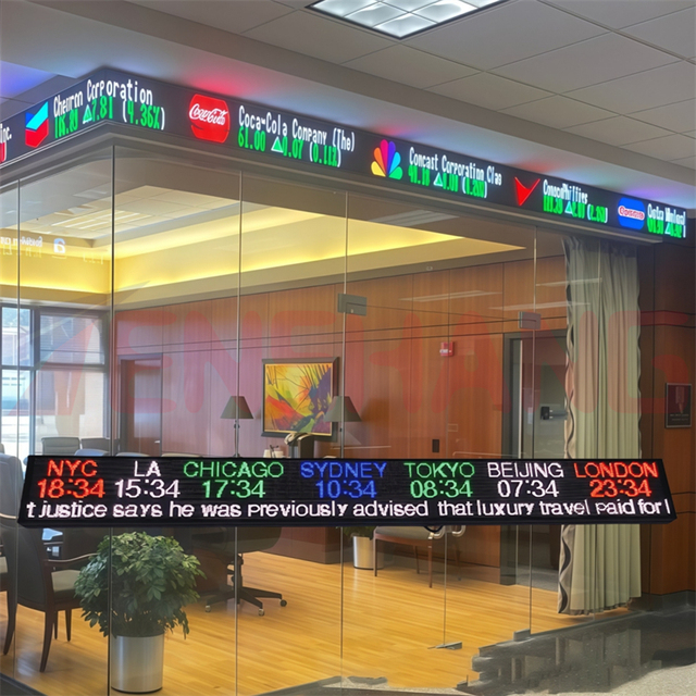 Indoor Mini in Stock Dual Line Led Ticker Screen Wifi Programmable Electronic Ticker Led Display for Financial Sports Home Desk