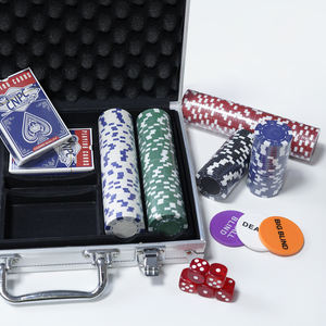 Jeu de jetons de poker 200 pièces 11.5g pour Texas Hold'em, <span class=keywords><strong>Blackjack</strong></span>, avec étui en aluminium, cartes à jouer, croupier, petit et gros blind et 5 dés - Product Image 6