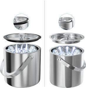 3L dải cao su màu đen ổn định Nắp Xô đá 304 thanh thép không gỉ đám cưới Xô đá xô rượu vang đỏ - Product Image 4