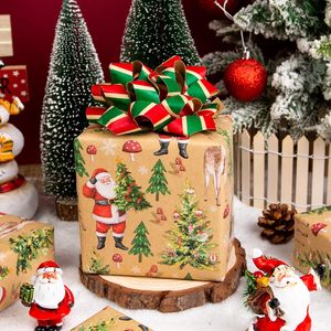 Kraft Christmas <b>Wrapping</b> <b>Paper</b> Santa Deer Mushroom Pattern 46.8 Square Feet Recyclable Packaging <b>Paper</b> - Product Image 4