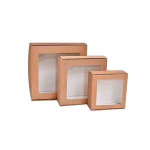 定制印刷牛皮纸纸板盒，带透明盖透明窗口珠宝盒