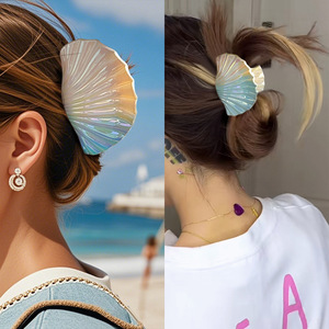 Pince à cheveux grande taille effet dégradé, accessoire de coiffure antidérapant pour femme, idéale pour l'été et les vacances à la plage - Product Image 5