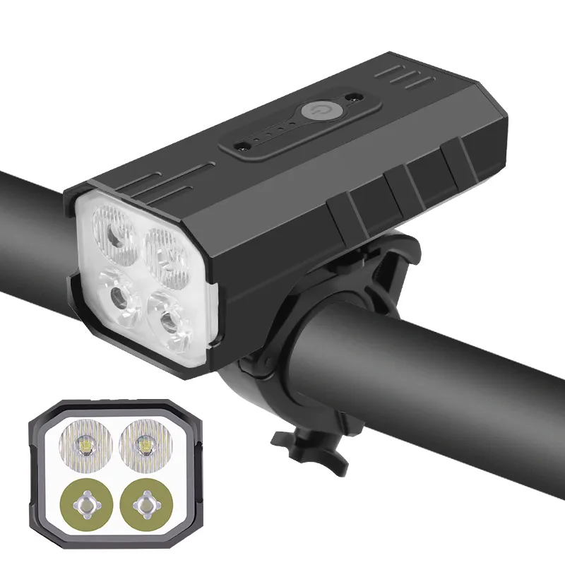 New 5200mAh Bike Light USB Rechargeable 3000 Lumens Bike Headlight 4T6 LED Super Bright Flashlight Front Lights and Back