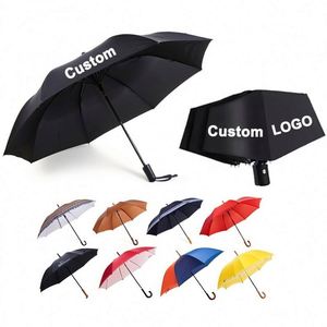 ร่มพับอัตโนมัติ 3 ตอน กันลม กันแดด กันฝน ราคาประหยัด พกพาสะดวก พร้อมโลโก้ - Product Image 1