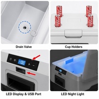 Réfrigérateur-congélateur portable pour voiture 30L -20°C ℃   Réfrigérateur à double usage DC12V 24V AC avec LED USB pour le camping, les camping-cars, les camions et l'extérieur
