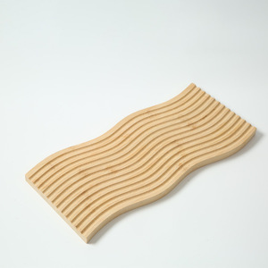 S Groove Bamboo Ripple <b>Trays</b> With Wave Panels For <b>Tea</b> Serving - Product Image 4