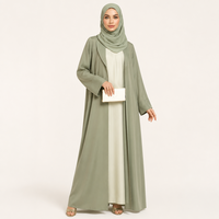 Abaya ouverte pour femmes avec bordure festonnée, vêtements islamiques modestes