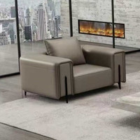 Conjunto de Sofás de Cuero Modernos para Oficina en Casa y Sala de Estar, Diseño Seccional, Mesa de Centro para Vestíbulo de Hotel