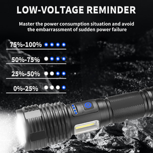 ไฟฉาย LED 30W แบบชาร์จไฟได้ พร้อมไฟด้านข้าง สีแดง สีขาว สำหรับใช้งานกลางแจ้ง ระยะไกล ปรับได้แบบยืดหดได้ - Product Image 2