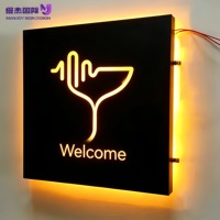 Enseigne LED 3D en acier inoxydable avec éclairage halo inversé, lettres personnalisées pour les entreprises en intérieur, les magasins de détail, la décoration murale de réception de bureau