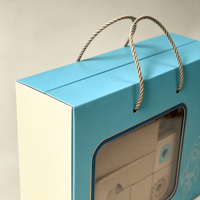 Boîte cadeau en bois pour enfants, écologique, recyclable, réutilisable, imprimée sur mesure, avec poignée en corde de papier, quatre couleurs