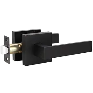 Manija de puerta de diseño de fábrica, manija de puerta Interior de estilo europeo, negro, juego de cerradura