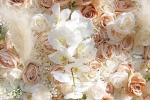 KEWEI <span class=keywords><strong>T197</strong></span> Venta caliente Artificial Rosa flor pared seda Pampas hierba lujo boda telón de fondo enrollable - Product Image 6