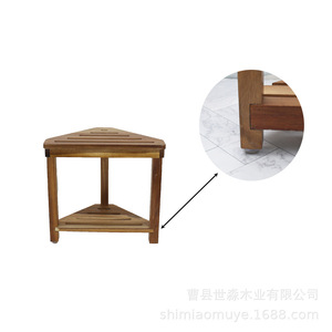 Tabouret de salle de bain en bois Shi Miao à double niveau avec rangement, antidérapant, siège de douche creux pour utilisation en coin de baignoire - Product Image 4